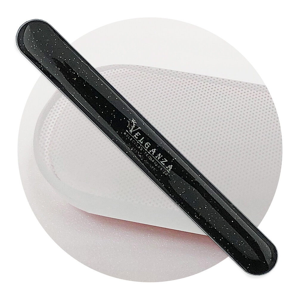 Пилка для натуральных ногтей Velganza, стеклянная с эффектом ламинирования, черная