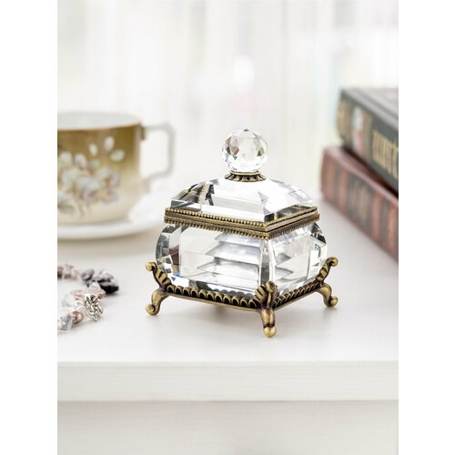 Хрустальная шкатулка в стиле Фаберже для ювелирных украшений, бижутерии, мелочей декоративная. Статуэтка для интерьера. Design by Keren Kopal, Israel