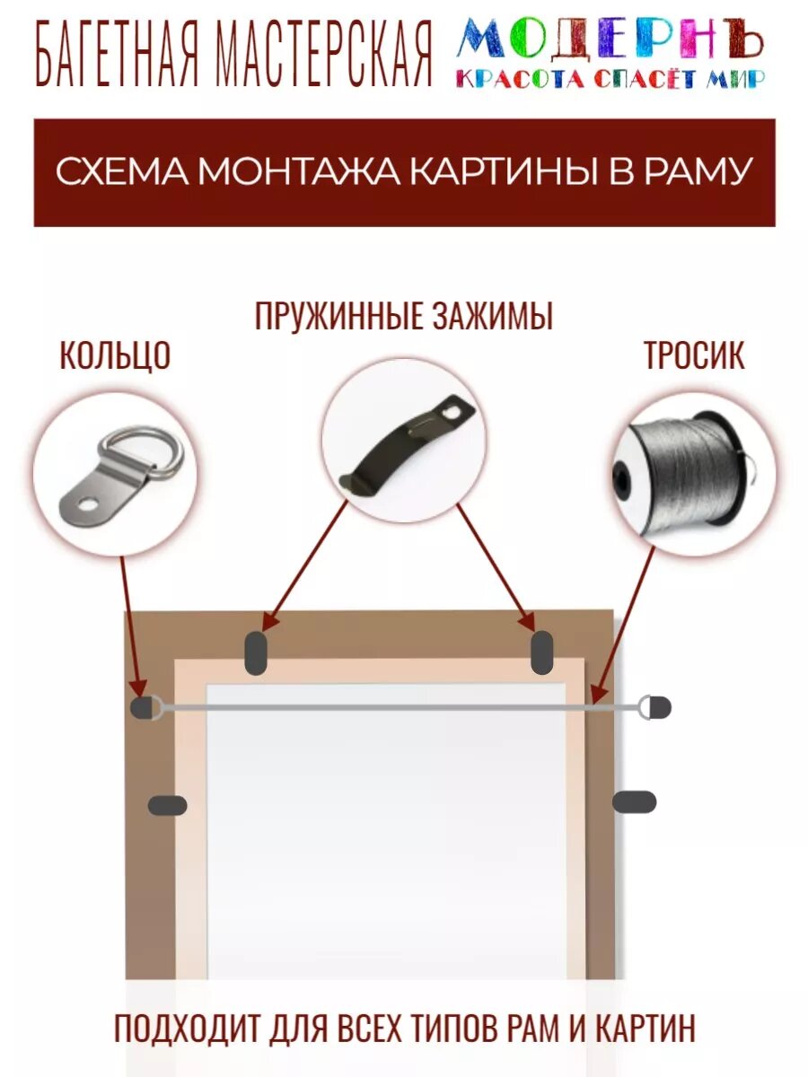 Рама багетная А5 - 148x210 для картин, коричневая-, 722-84 — фото 1
