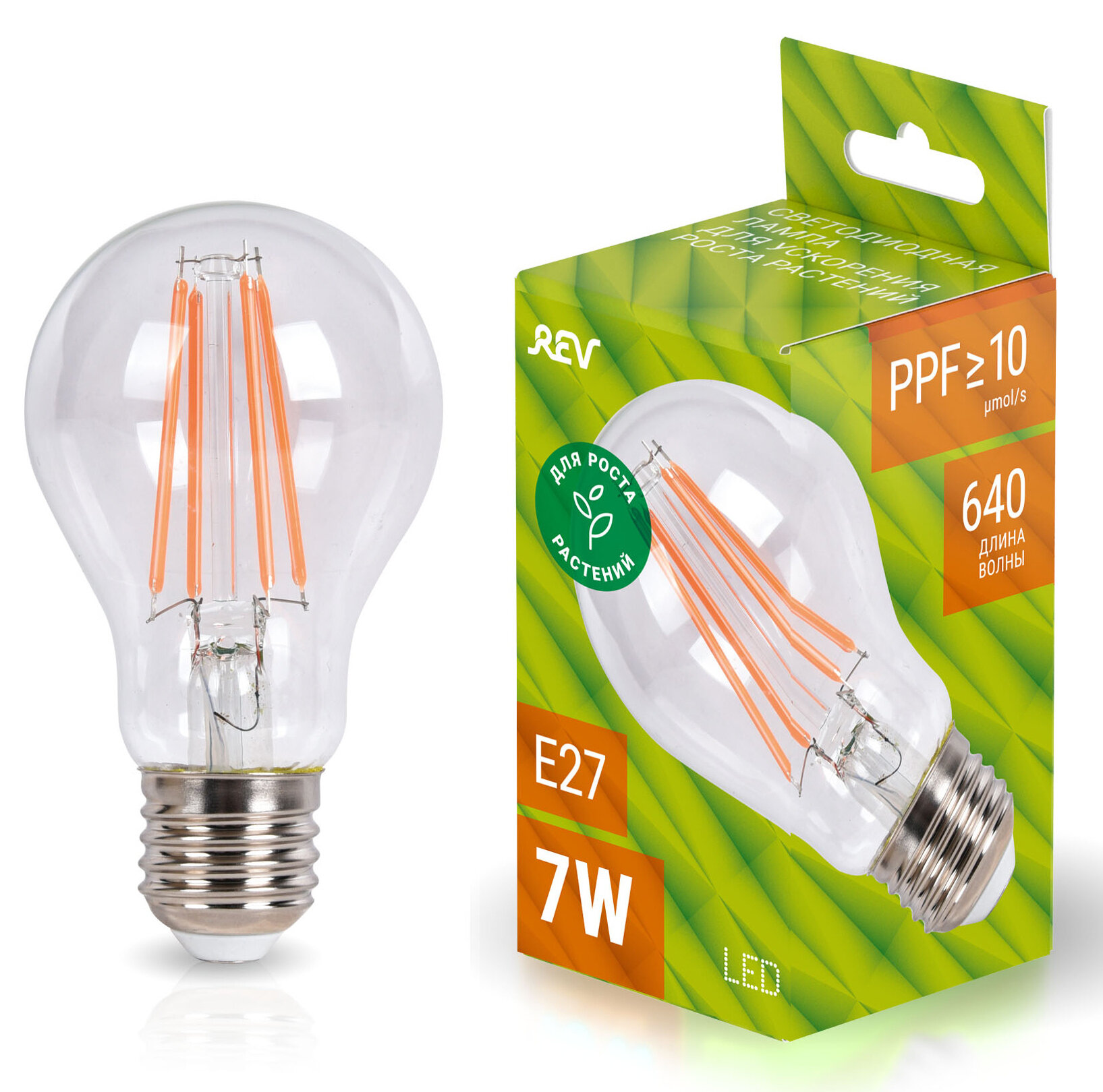 Лампа LED для растений 7W E27 FILAMENT А60