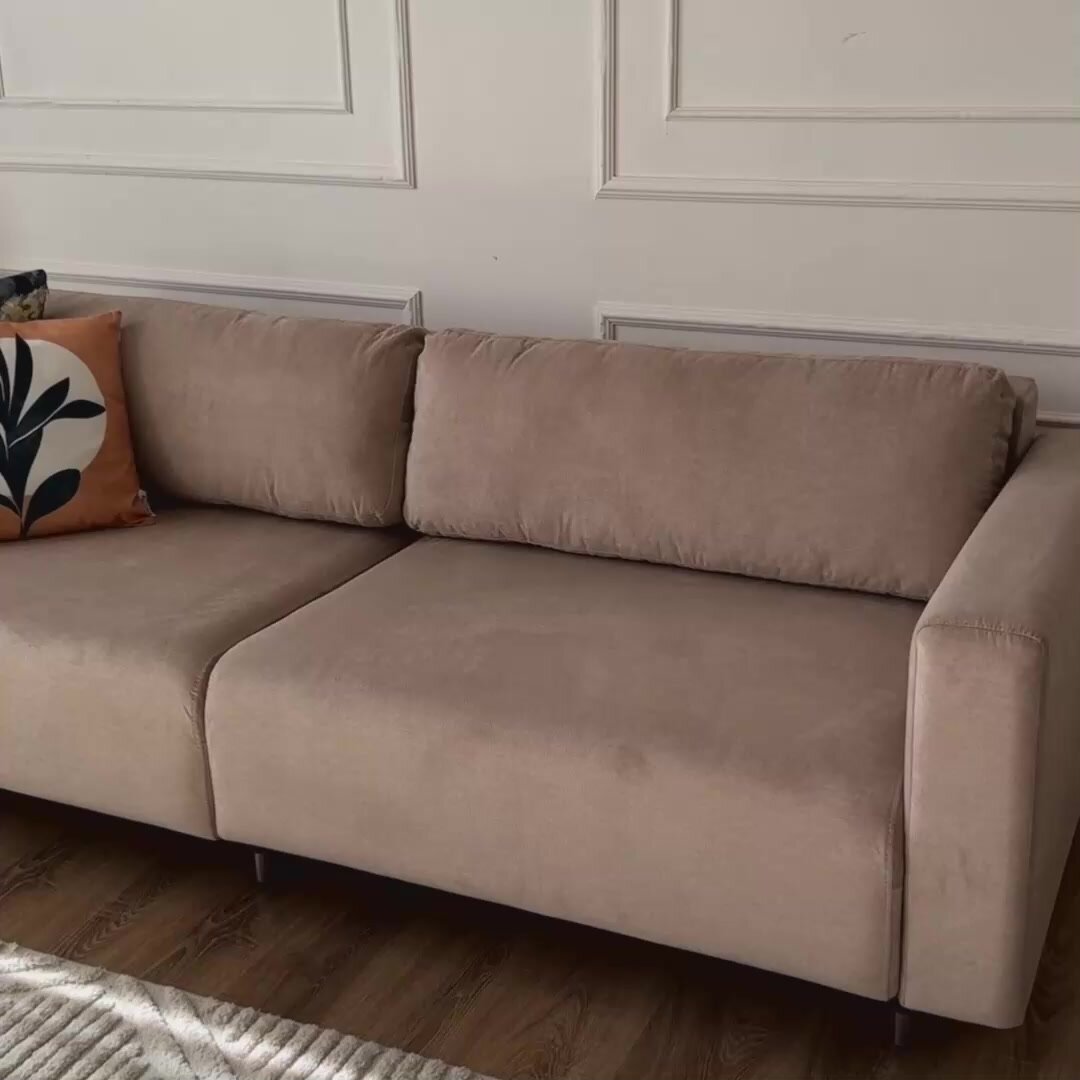 Диван-кровать Redsofa Монблан 230см светло-серый антивандальный. Раскладной прямой диван со съемными чехлами Редсофа, для дома и офиса — фото 1