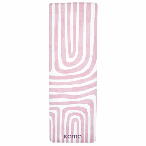 Коврик для йоги и фитнеса, Kama, 6 мм, бело-розовый, полоски