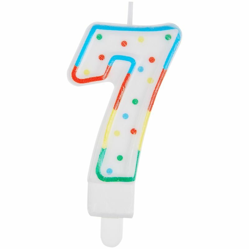 Свеча для торта с держателем MESHU "Цифра 7", 8,5см, блистер — фото 1