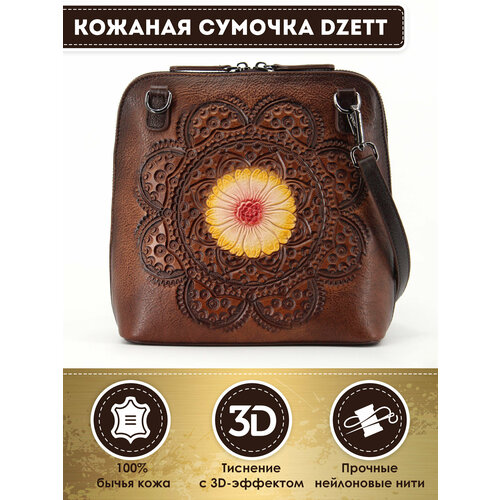 фото Сумка кросс-боди dzett, фактура тиснение, коричневый