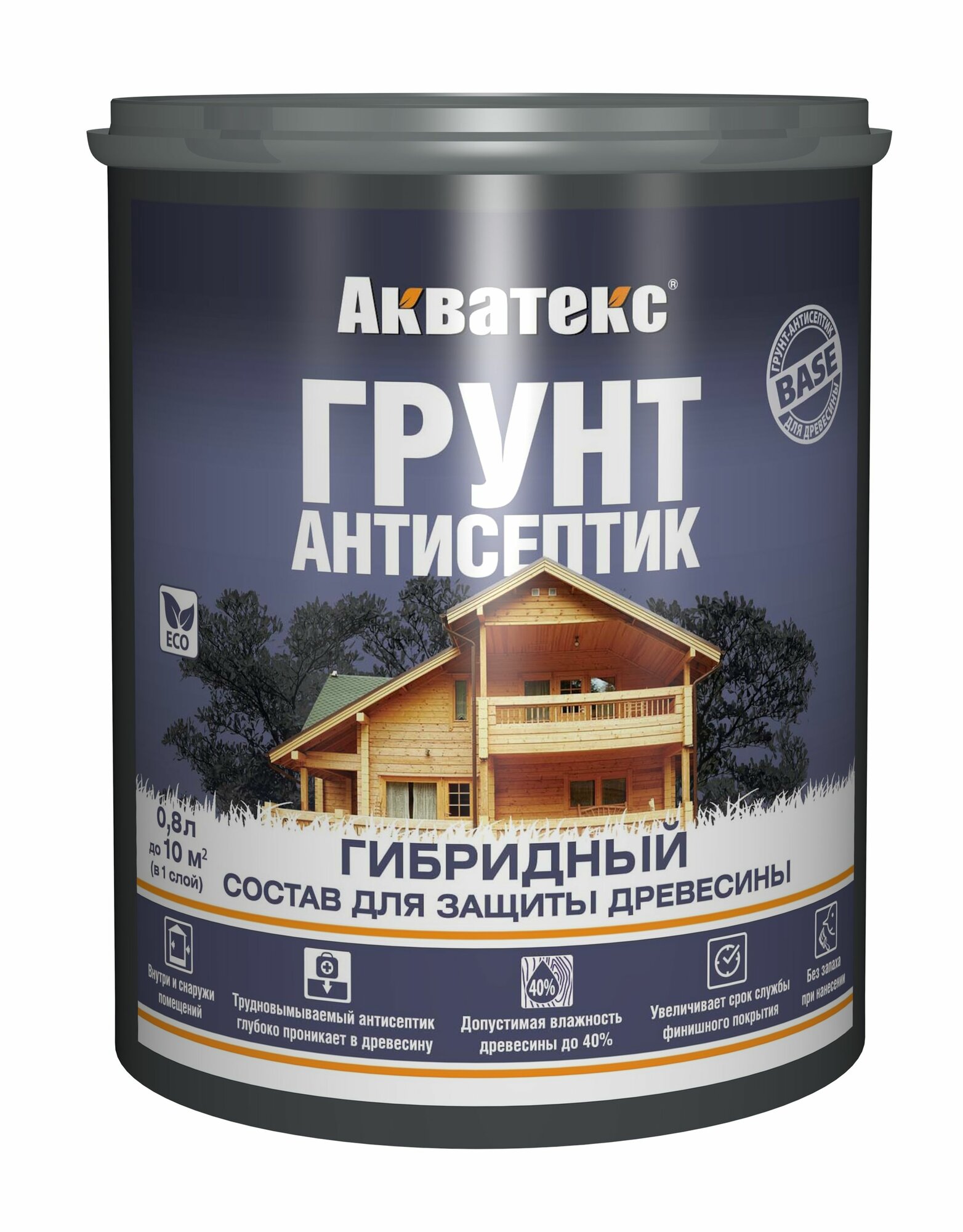Акватекс грунт-антисептик для древесины гибридный защитный для вн/нар работ бесцветный (08л)