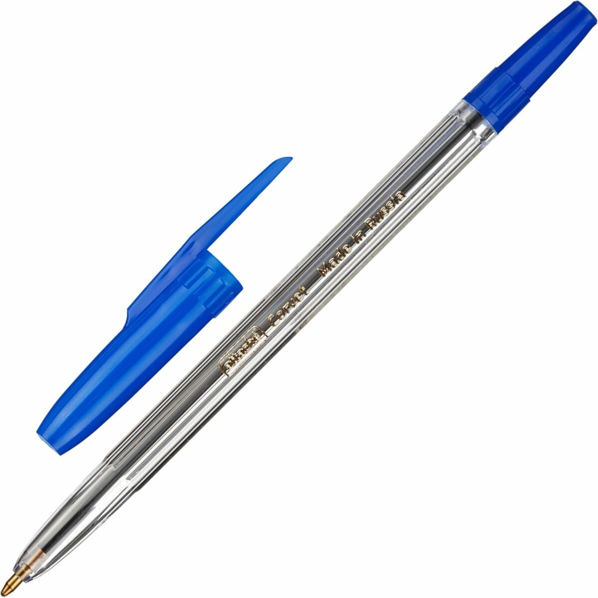 Ручка шариковая Attache Corvet (0.7мм, синяя, корпус прозрачный), 50шт.