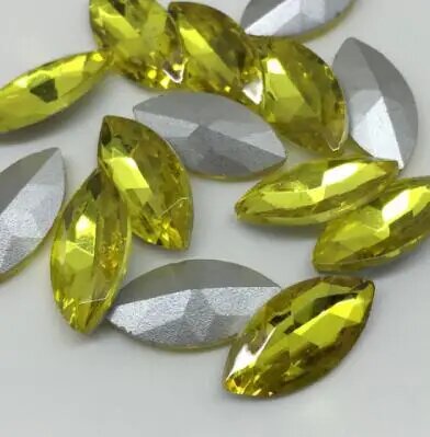 Фольгированные стразы Маркиза стеклянные разноцветные Желтый, 6x12mm 30pcs, citrine