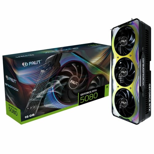 Видеокарта Palit RTX5080 GAMEROCK 16GB GDDR7 256bit 3xDP HDMI 3FAN RTL 201400₽