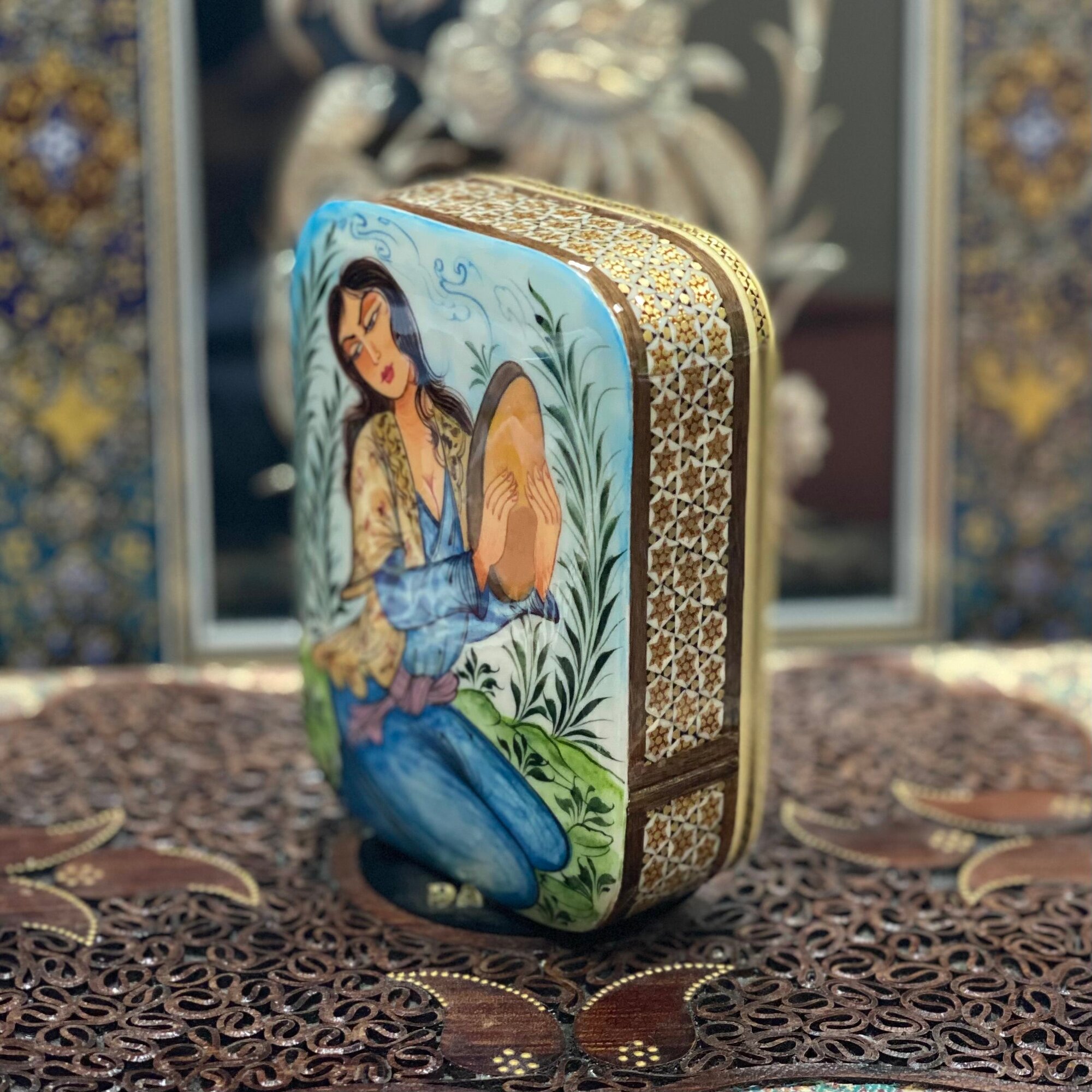 Чехол-футляр Персидский базар, для покерных карт, дерево, ручная работа — фото 1