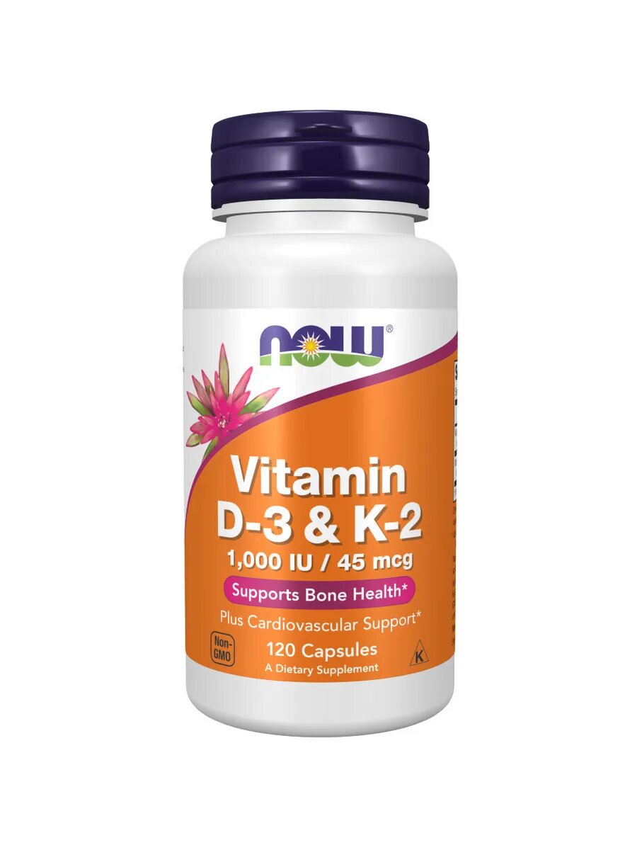 Витамины Д3 и К2 Vitamin D3+K2 1000МЕ/45мкг 120 капсул
