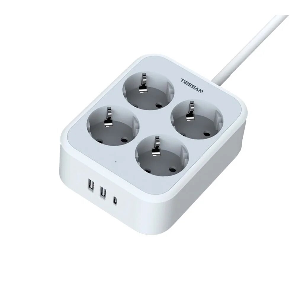 Сетевой фильтр Tessan TS-PS01DE00 4 евророзетки + 3 usb порта серый