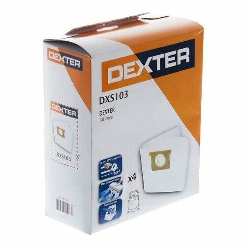 Мешки для пыли Dexter DXS 103, размер 30х60 см, 4 шт. в комплекте, цвет белый