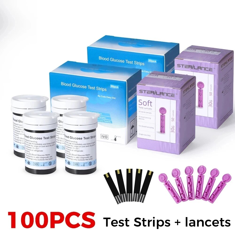 Глюкометр для измерения уровня сахара в крови 50100 шт 100 strips lansets