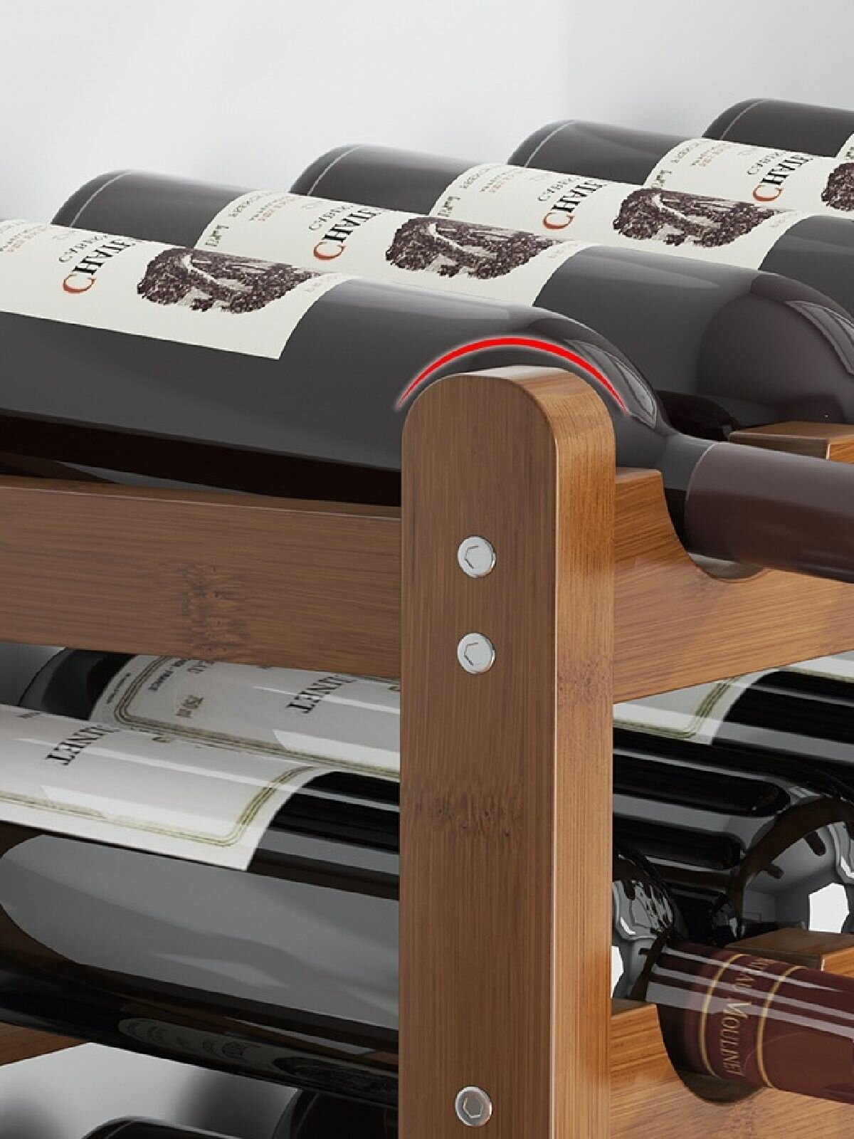 Винные Шкафы Xiaomi Винный стеллаж икеа, бамбуковый, многосекционный, 34х24х16 см, настольная установка