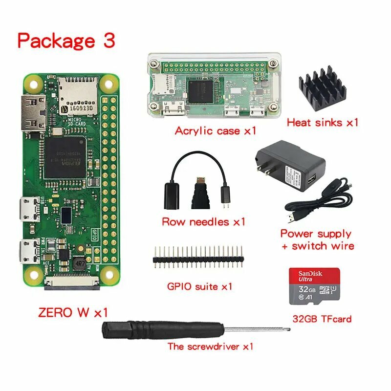 Maerknon Raspberry Pi Zero W/WH стартовый комплект с камерой 5Мп, Package 3