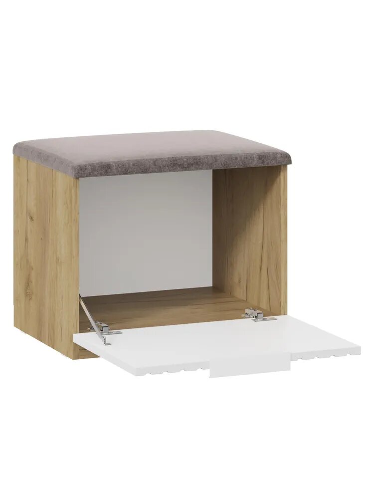 Банкетка в прихожую Хилтон (Дуб Крафт Золотой/Белый матовый) — фото 1