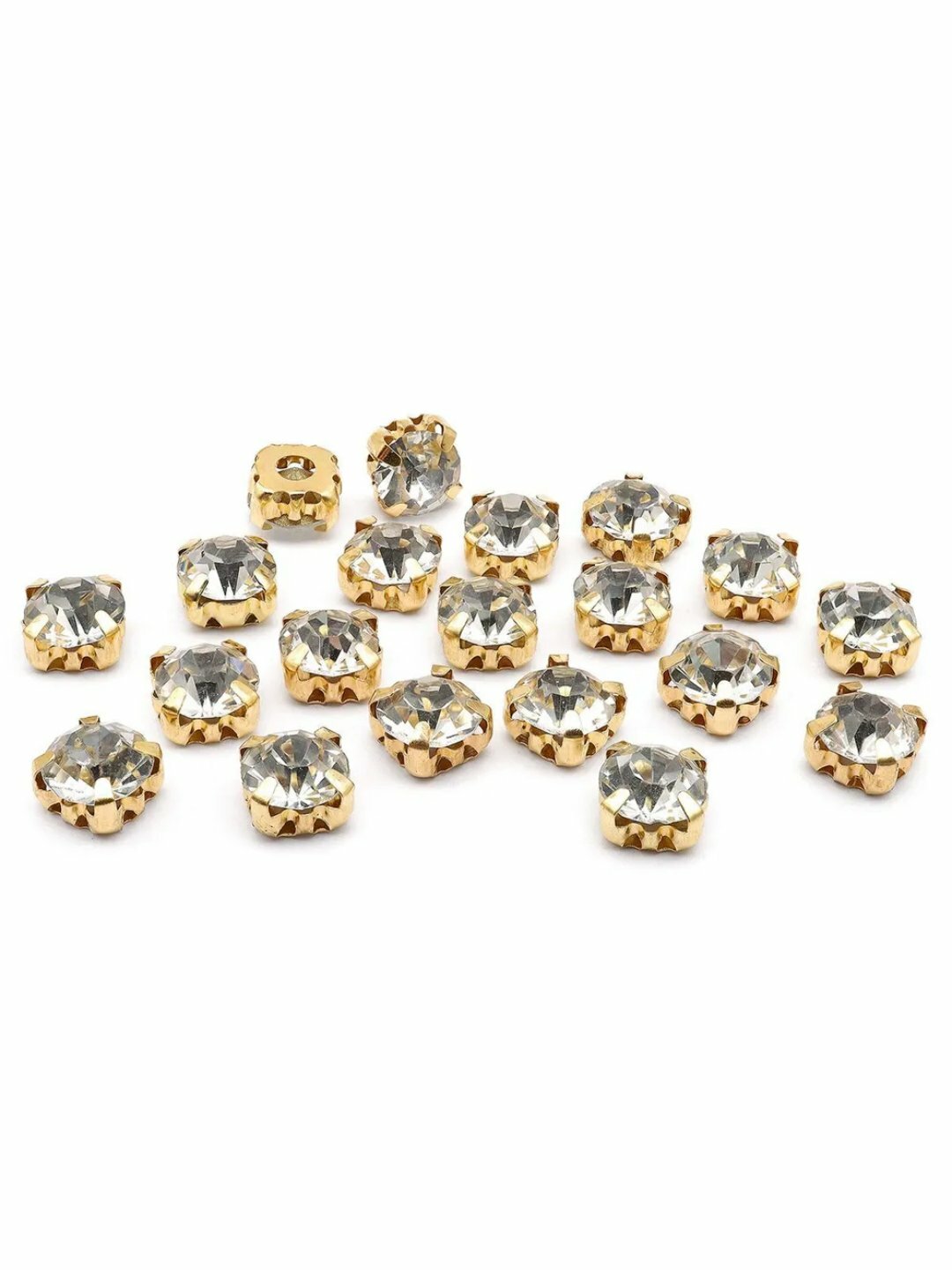 Стразы круглые в оправе, цапах, пришивные, для одежды, украшений, Белый, SS30, 5 мм, 50 шт