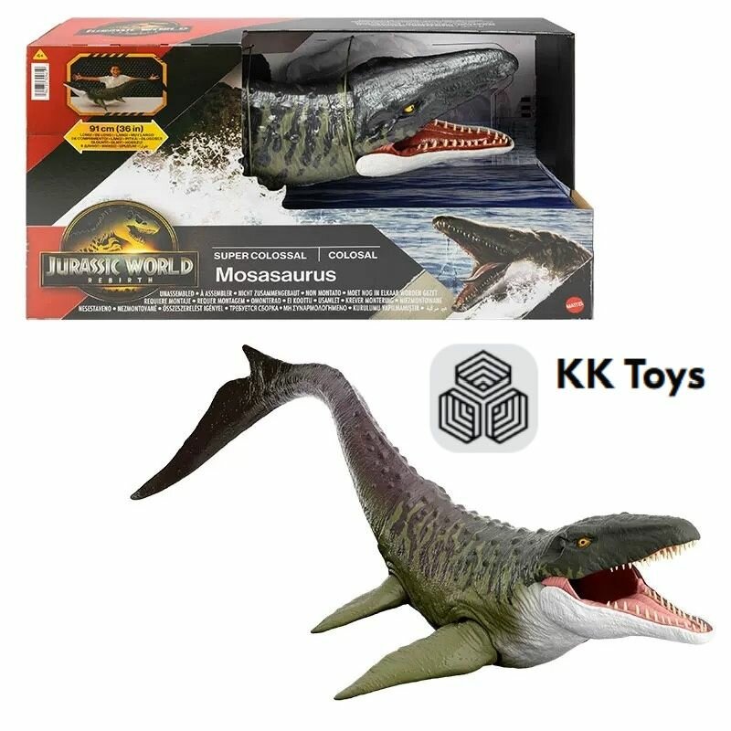 Фигурка Mattel Jurassic World Гигантский мозазавр Длина 1 М Может пожирать маленьких динозавров