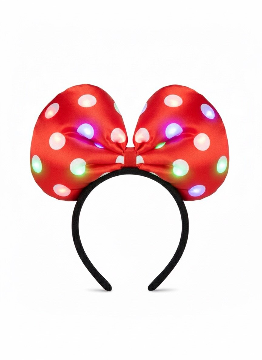 Новогодний ободок, с LED-огнями и помпонами, из пластика и текстиля