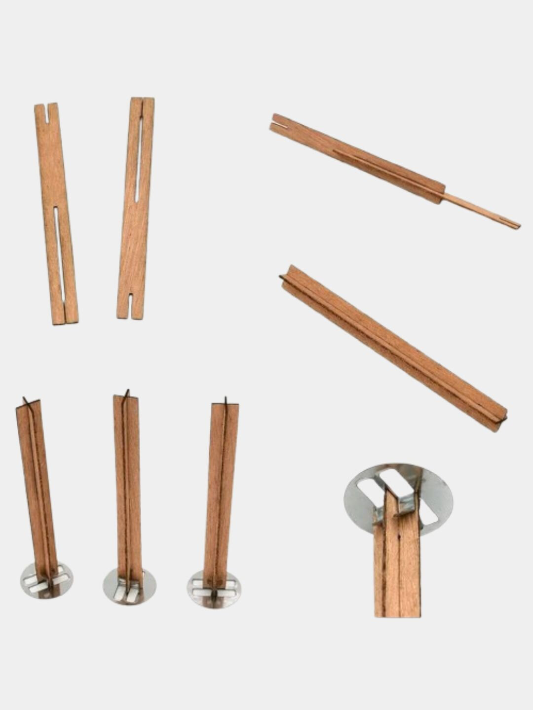 Деревяные фитили для свечей ручной работы в количестве 10 штук в комлпекте с держателями (Крестообразной формы)