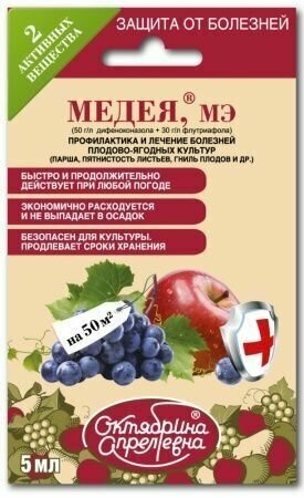 В заказе: 2 шт. Медея 5мл (лечение и проф. плод-ягодных культур)+ инструкция .