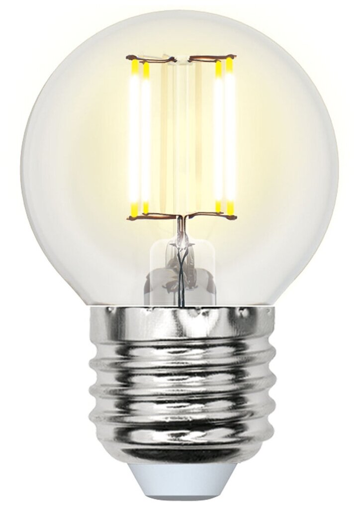 Светодиодная лампа UNIEL LED-G45-6W/WW/E27/CL GLA01TR Форма "шар", прозрачная. Серия Air. Теплый белый свет (3000K). Картон. ТМ