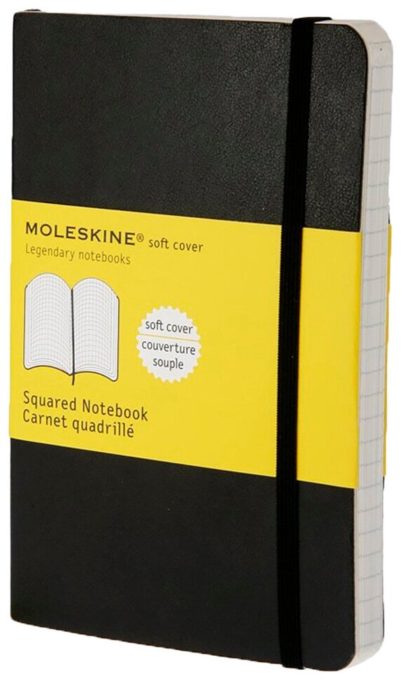 Блокнот Moleskine CLASSIC SOFT QP612 Pocket 90x140мм 192стр. клетка мягкая обложка черный