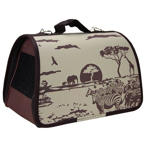 фото Сумка-переноска dogman лира сафари №3 43х27х27 см бежевый