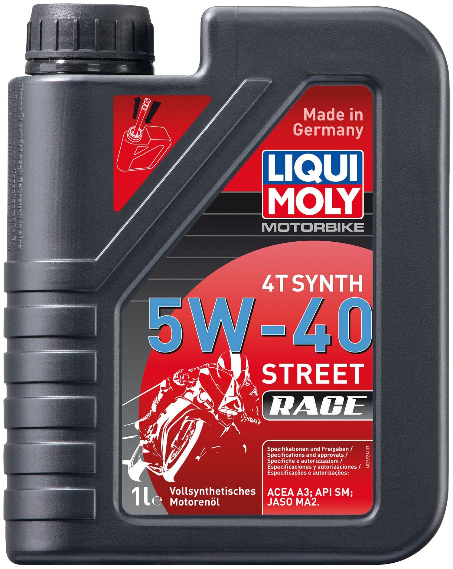Синтетическое моторное масло LIQUI MOLY Motorbike 4T Synth Street Race 5W-40