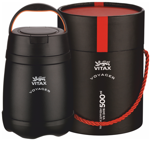 Термос для еды крышка Vitax Exceptional VX-3415/3416, 0.5 л, черный