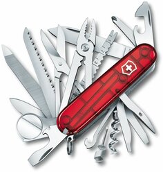 Нож многофункциональный VICTORINOX Swiss Champ полупрозрачный красный