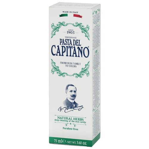 Зубная паста Pasta del Capitano 1905 Натуральные травы, 75 мл, 120 г ополаскиватель для полости рта pasta del capitano fresh mint