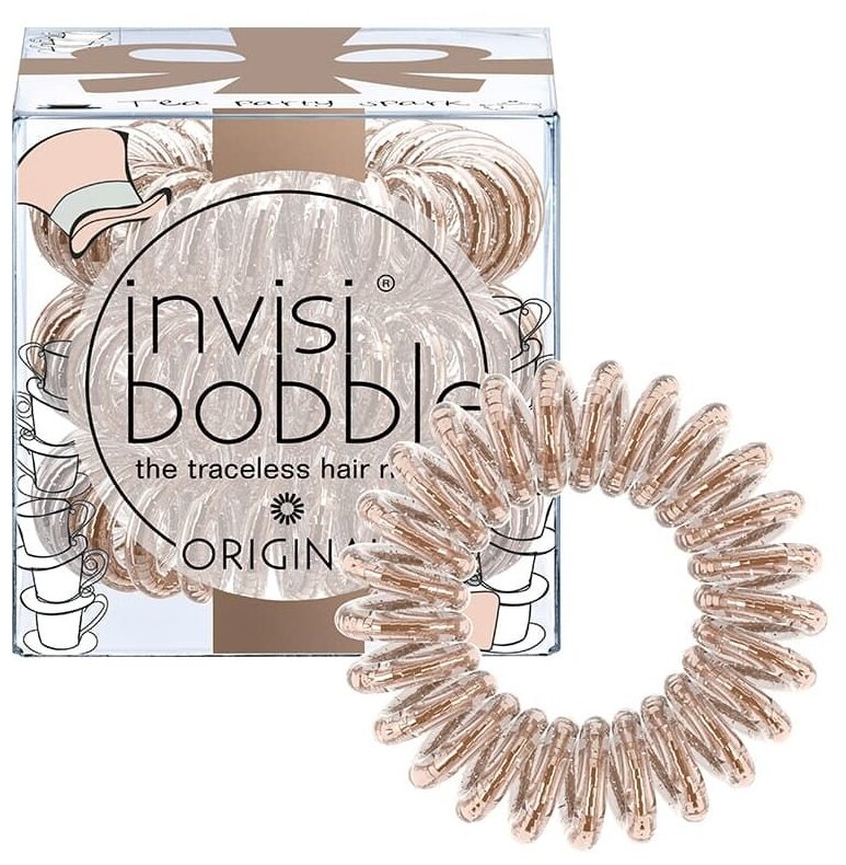 Invisibobble Original Tea Party Spark - Инвизибабл Ориджинал Резинка-браслет бронзовая, 3 шт/уп -