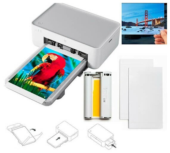 Принтер с термопечатью Xiaomi Mijia Photo Printer 1S цветн меньше A6