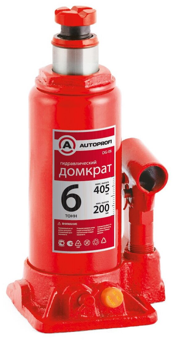 Домкрат бутылочный гидравлический AUTOPROFI DG-06 (6 т)