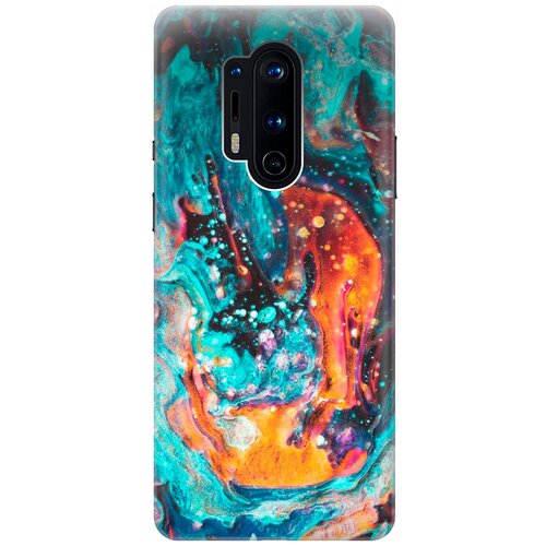 фото Силиконовый чехол на oneplus 8 pro / ванплюс 8 про с принтом "черно-голубые краски" re:pa
