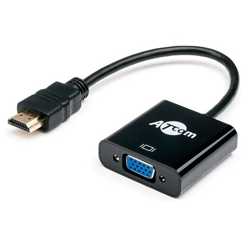 переходник hdmi vga 0 1м atcom at2810 круглый черный Переходник/адаптер Atcom HDMI - VGA (AT1013), 0.1 м, черный