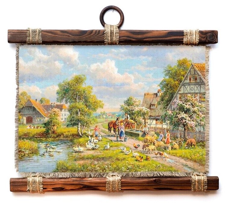 фото Панно Универсальный Свиток Утро в деревне