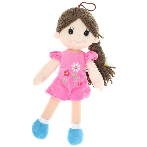 фото Мягкая игрушка abtoys кукла с косичкой в розовом платье, 33 см