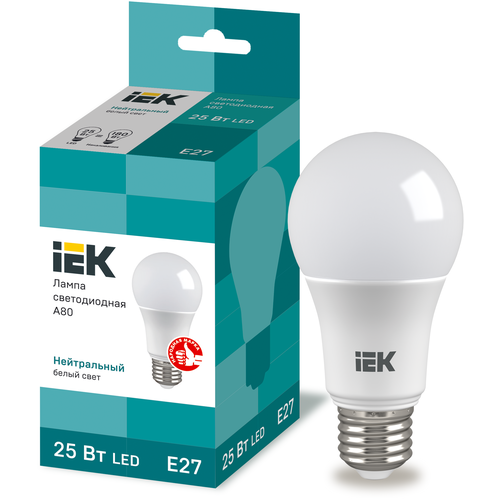 Лампа светодиодная IEK ECO 4000K, E27, A80, 25Вт, 4000 К