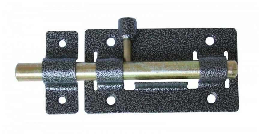 фото Задвижка накладная, усиленная, для дверей, круглый ригель, серебро