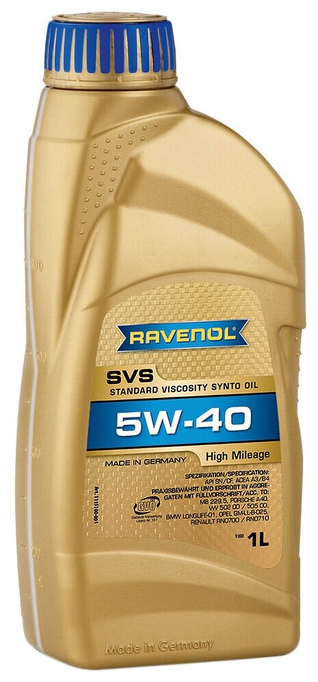 Масло Моторное Svs Standard Viscosity Synto Oil Sae 5W-40 (1Л) Ravenol арт. 4014835802827