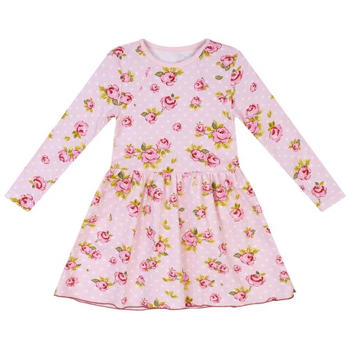 фото Платье для девочки пл-744, утенок, размер 52(86-92) розовый, принт цветы