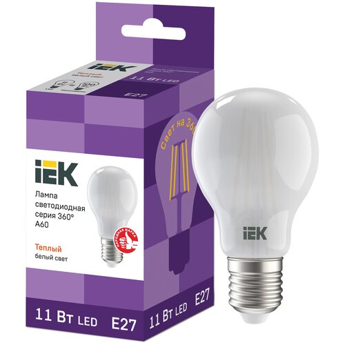 Iek LLF-A60-11-230-30-E27-FR Лампа LED A60 шар матов. 11Вт 230В 3000К E27 серия 360