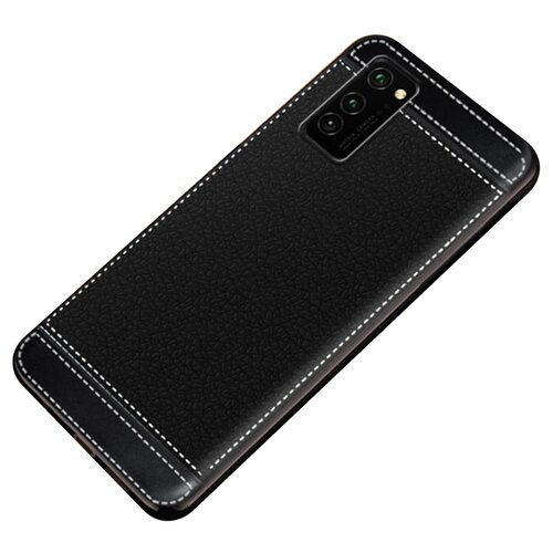 фото Чехол mypads для honor v30 pro / honor view 30 pro (oxf-an10) из качественного износостойкого силикона с декоративным дизайном под кожу с тиснением черный