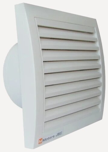 Изображение товара Вытяжной тонкий вентилятор для ванной Mmotors ММ 100 квадратный с обратным клапаном белый