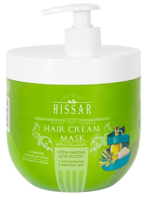 Elea Professional Apoteker Hissar Крем-маска для волос с коллагеном и маслом чиа с дозатором, 1000 мл