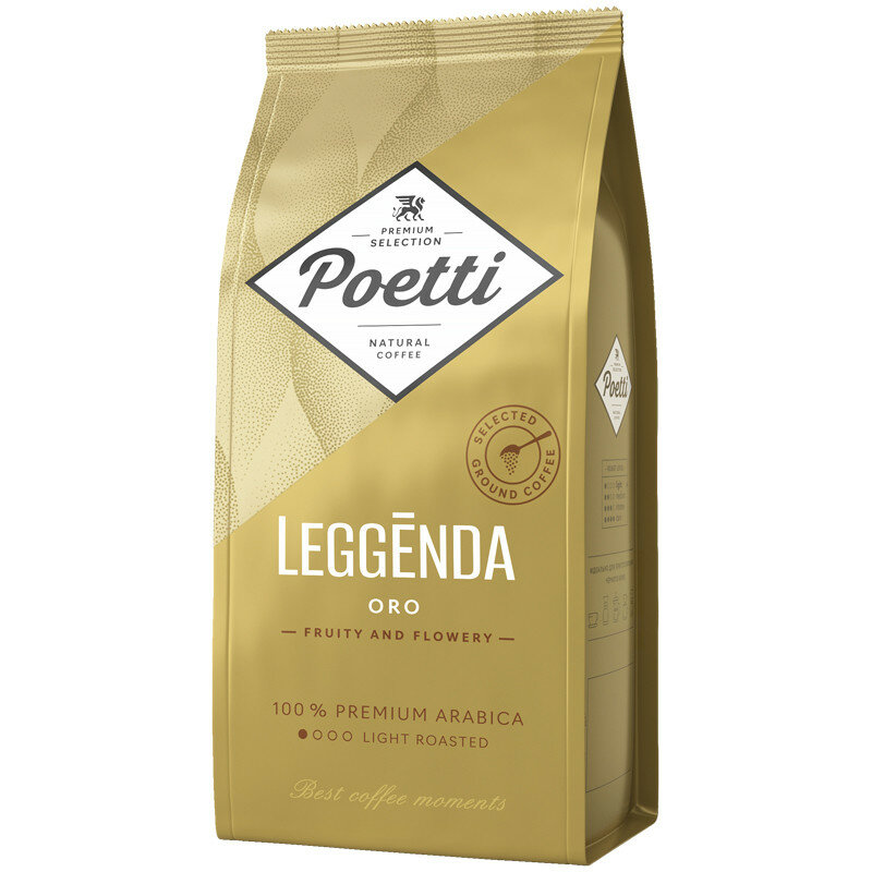 Кофе молотый Poetti "Leggenda Oro", вакуумный пакет, 250г, 351425