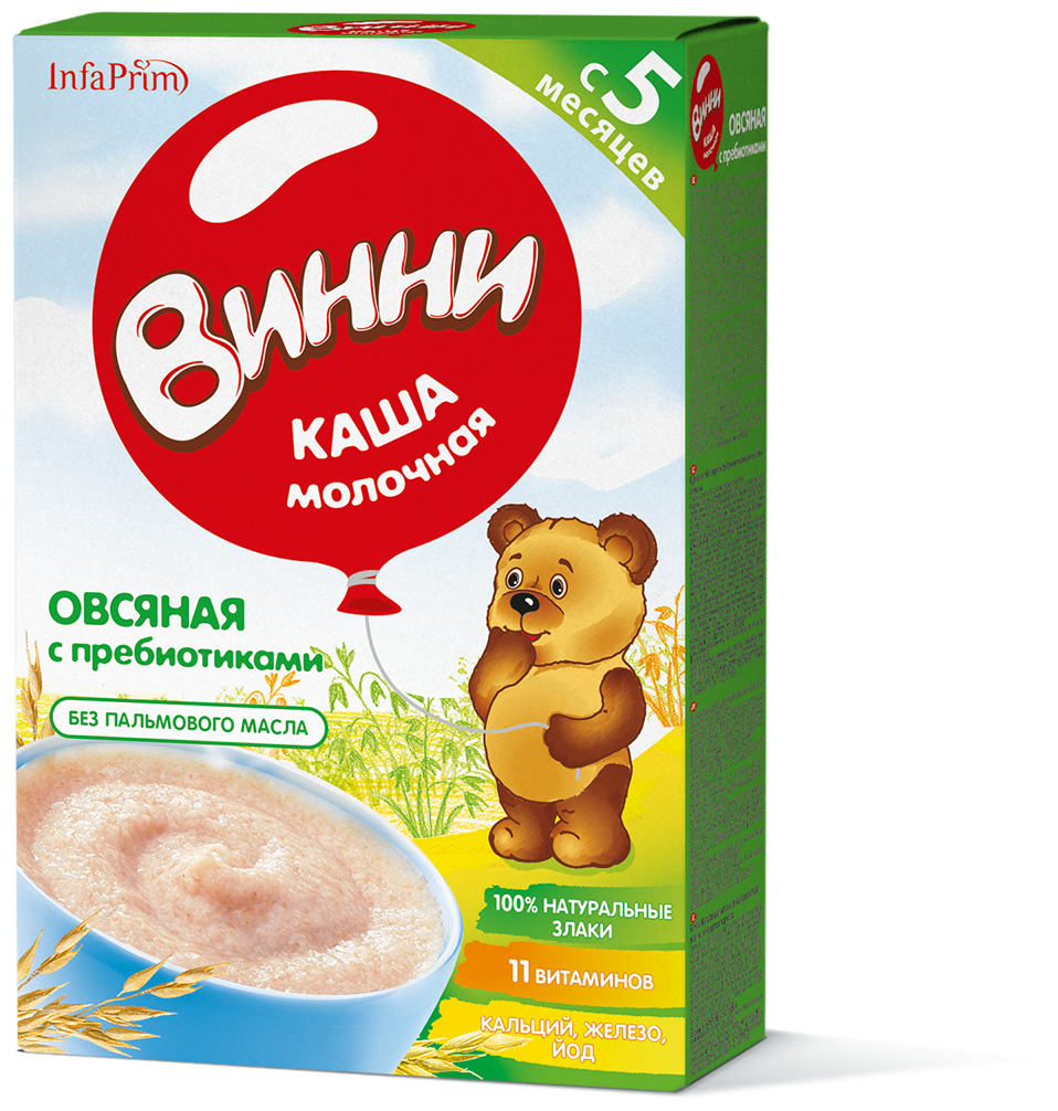 Каша Винни молочная овсяная с пребиотиками, с 5 месяцев, 200 г