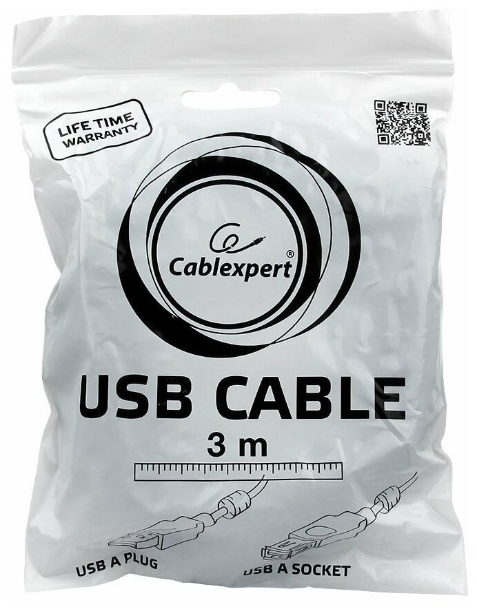Удлинитель Cablexpert USB - USB (CCF2-USB2-AMAF-10), 3 м, черный Gembird - фото №2